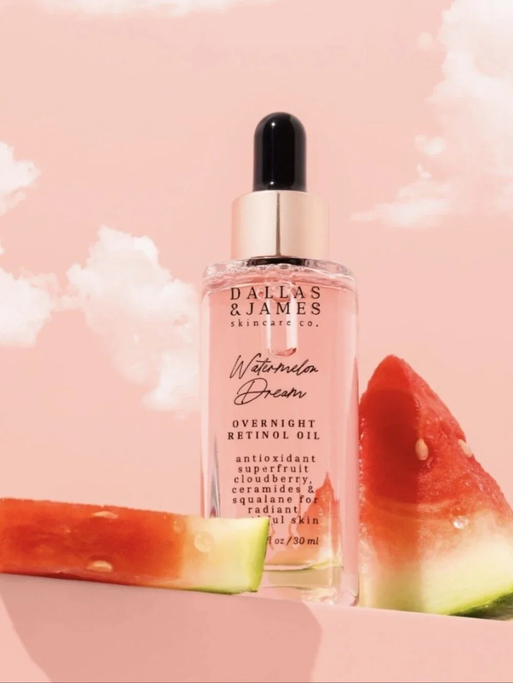 Dallas And James Watermelon Dream Overnight Retinol Oil w/Cloudberry, 1oz, NIB